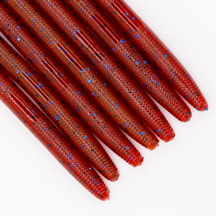 Louie’s Lures – Bayou Blood Red Stick Baits (Sinking Soft Plastic Worms) - Image 1