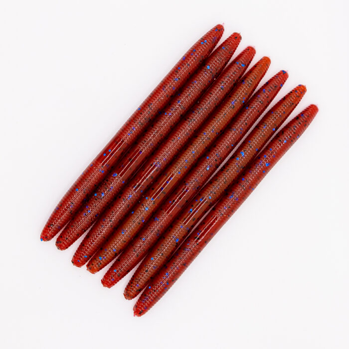 Louie’s Lures – Bayou Blood Red Stick Baits (Sinking Soft Plastic Worms) - Image 2